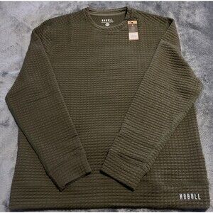 XL Nobull Sweatshirt Mens Quilted Pullover Waffle Crewneck ARMY